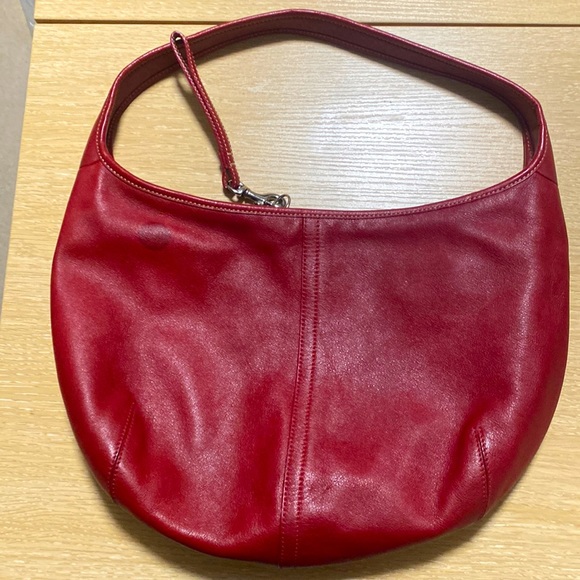 Coach Handbags - Luxury-COACH, slightly used ,vintage Hobo style,leather red bag.